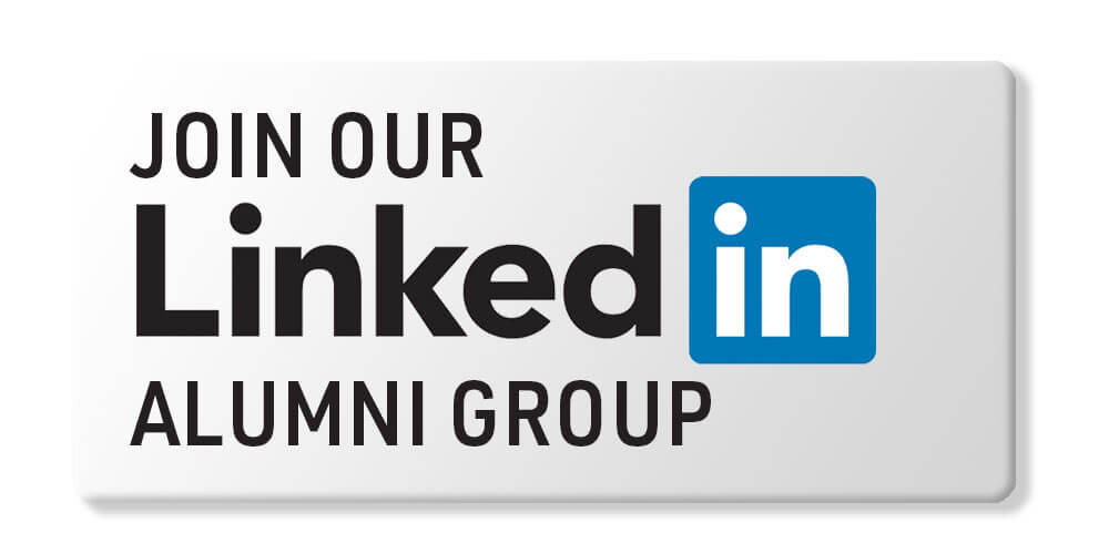 Cosmopolitanschool Berlin Ein rechteckiges Zeichen mit dem Text Join our LinkedIn Alumni Group. Das Wort LinkedIn verwendet das LinkedIn-Logo, das in weißen Buchstaben in einem blauen Quadrat steht. Der Hintergrund ist hellgrau.